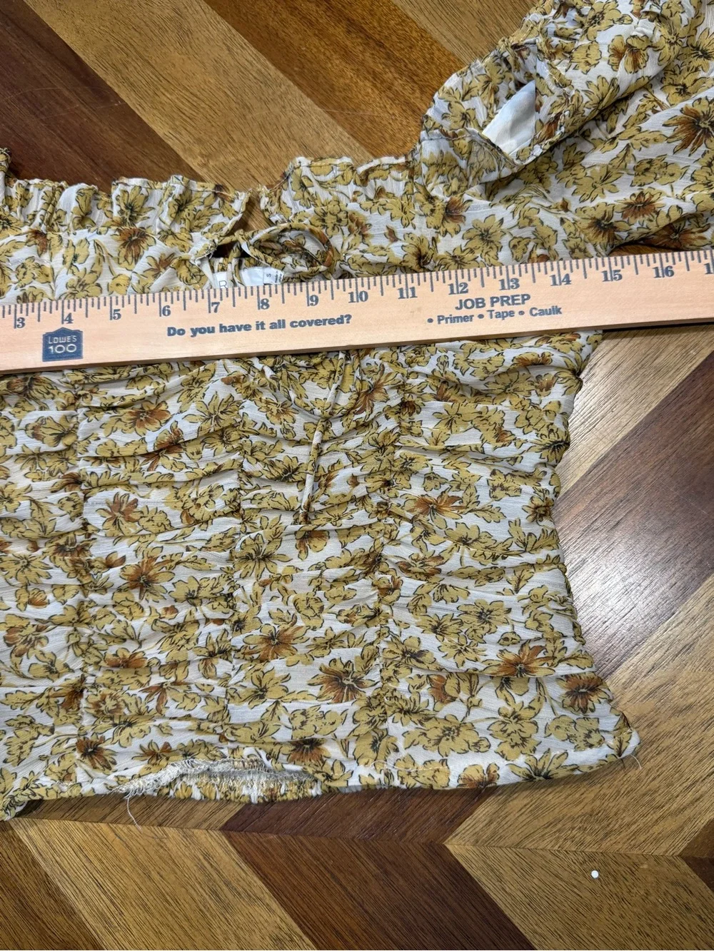 Astr the label Square Neck Ruched Top ivory mustard yellow floral blouse